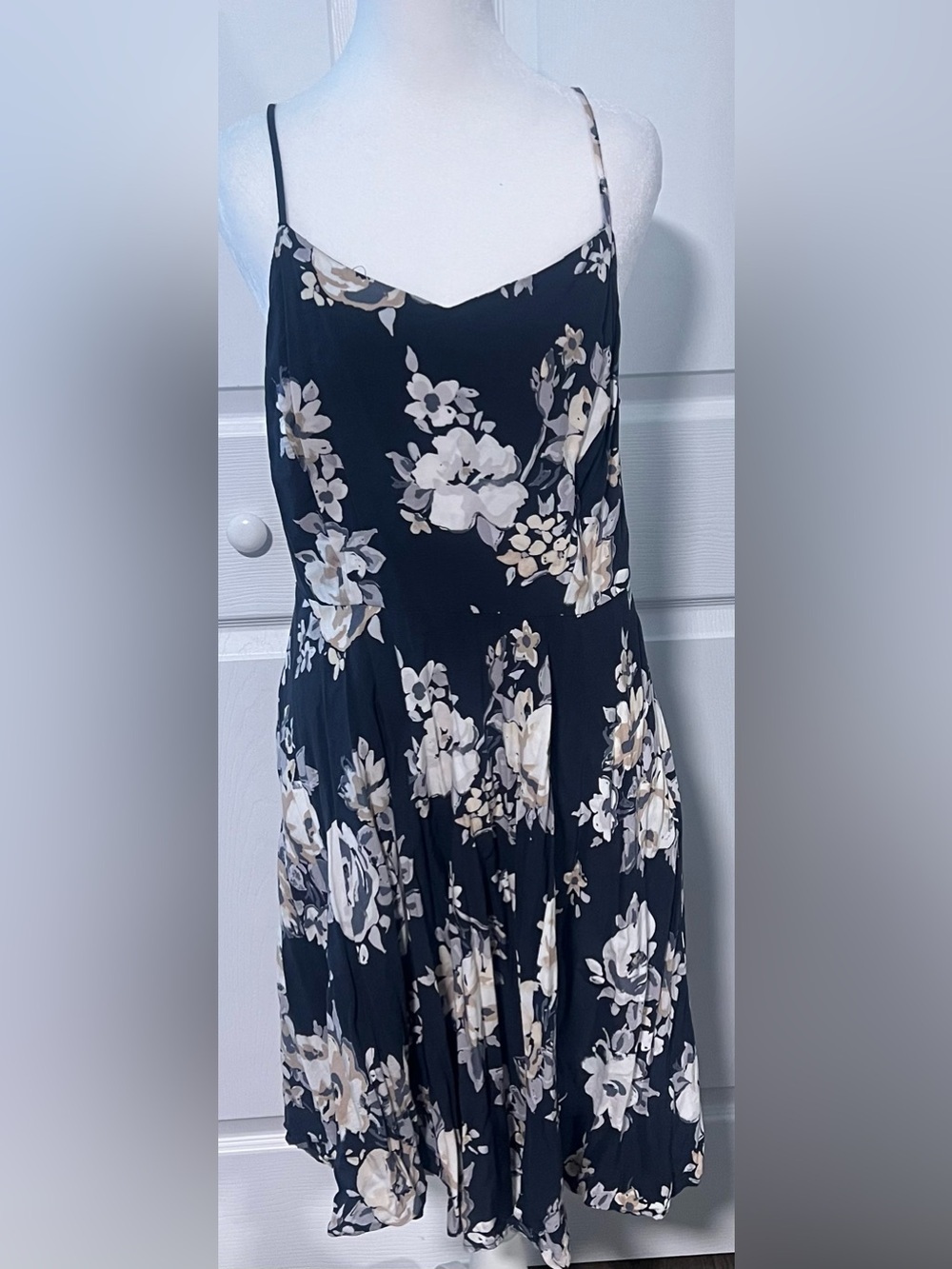 Old Navy Floral Print Dark Gray Tank A-Line Dress